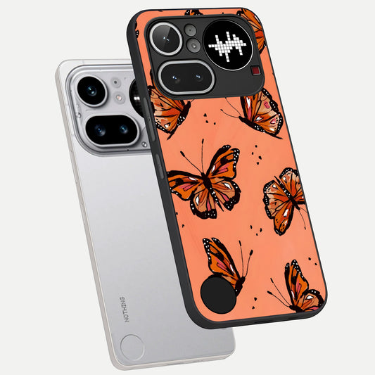 Coral Wing Butterfly phone case For Nothing Phone 4A Pro showing premium glass back cover with detailed artwork
