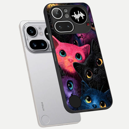  Cosmic Cats Dreams phone case For Nothing Phone 4A Pro showing premium glass back cover with detailed artwork