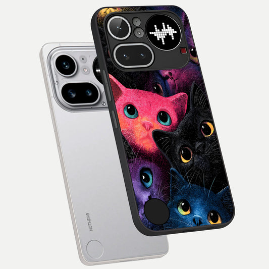  Cosmic Cats Dreams phone case For Nothing Phone 4A Pro showing premium glass back cover with detailed artwork