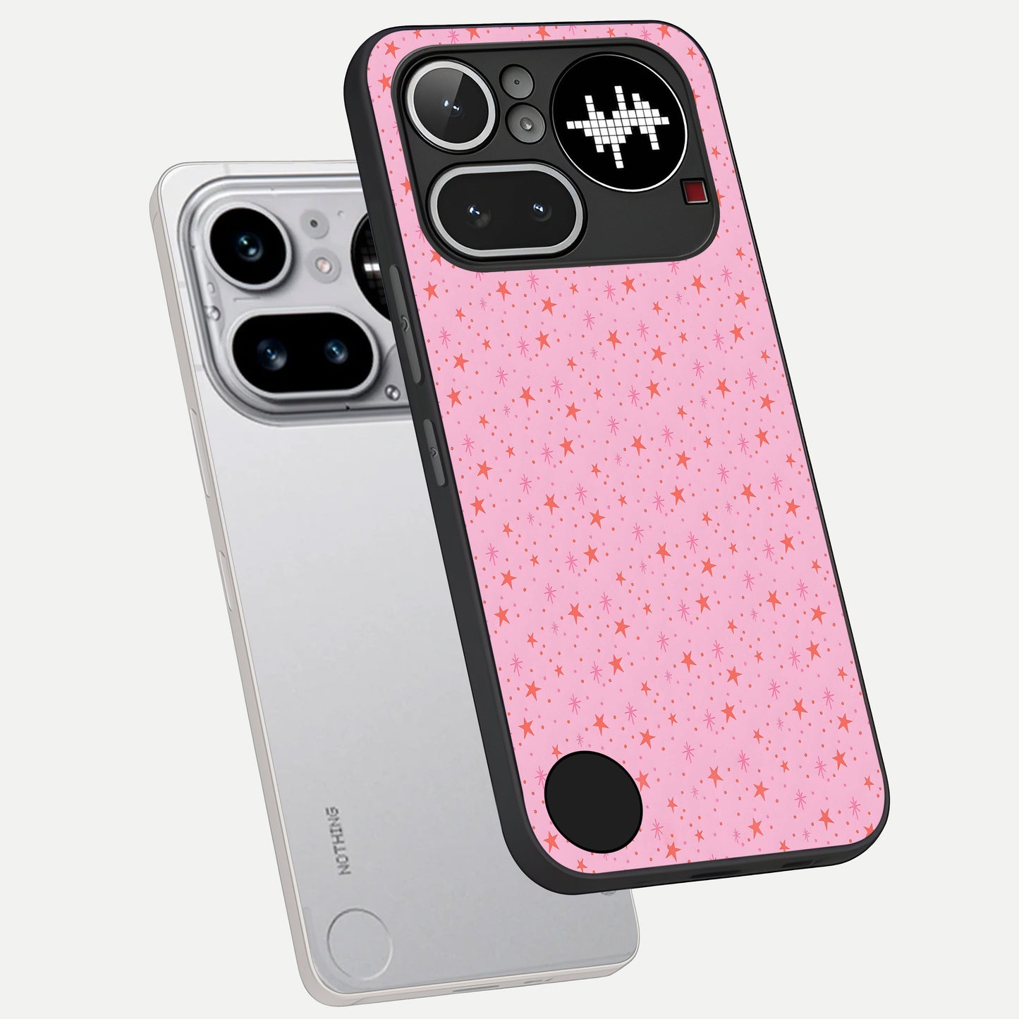 Cosmic Pink Sparkle phone case For Nothing Phone 4A Pro showing premium glass back cover with detailed artwork