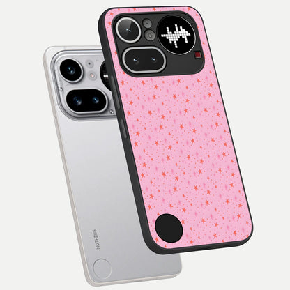  Cosmic Pink Sparkle phone case For Nothing Phone 4A Pro showing premium glass back cover with detailed artwork