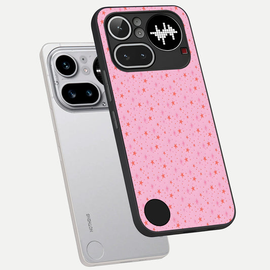  Cosmic Pink Sparkle phone case For Nothing Phone 4A Pro showing premium glass back cover with detailed artwork