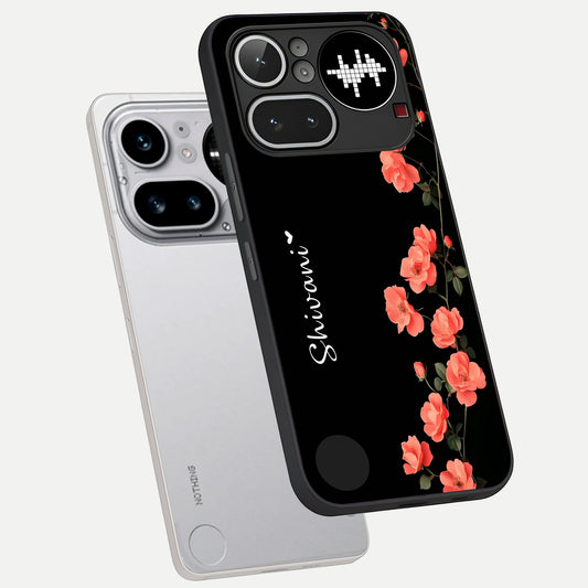  Crimson Bloom Grace Custom Name phone case For Nothing Phone 4A Pro showing premium glass back cover with detailed artwork