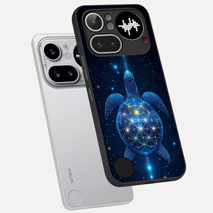  Crimson Blue Turtle phone case For Nothing Phone 4A Pro showing premium glass back cover with detailed artwork