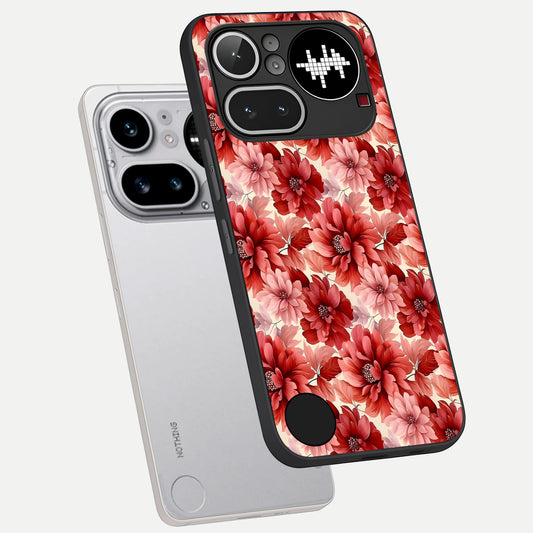  Crimson Love Petals phone case For Nothing Phone 4A Pro showing premium glass back cover with detailed artwork