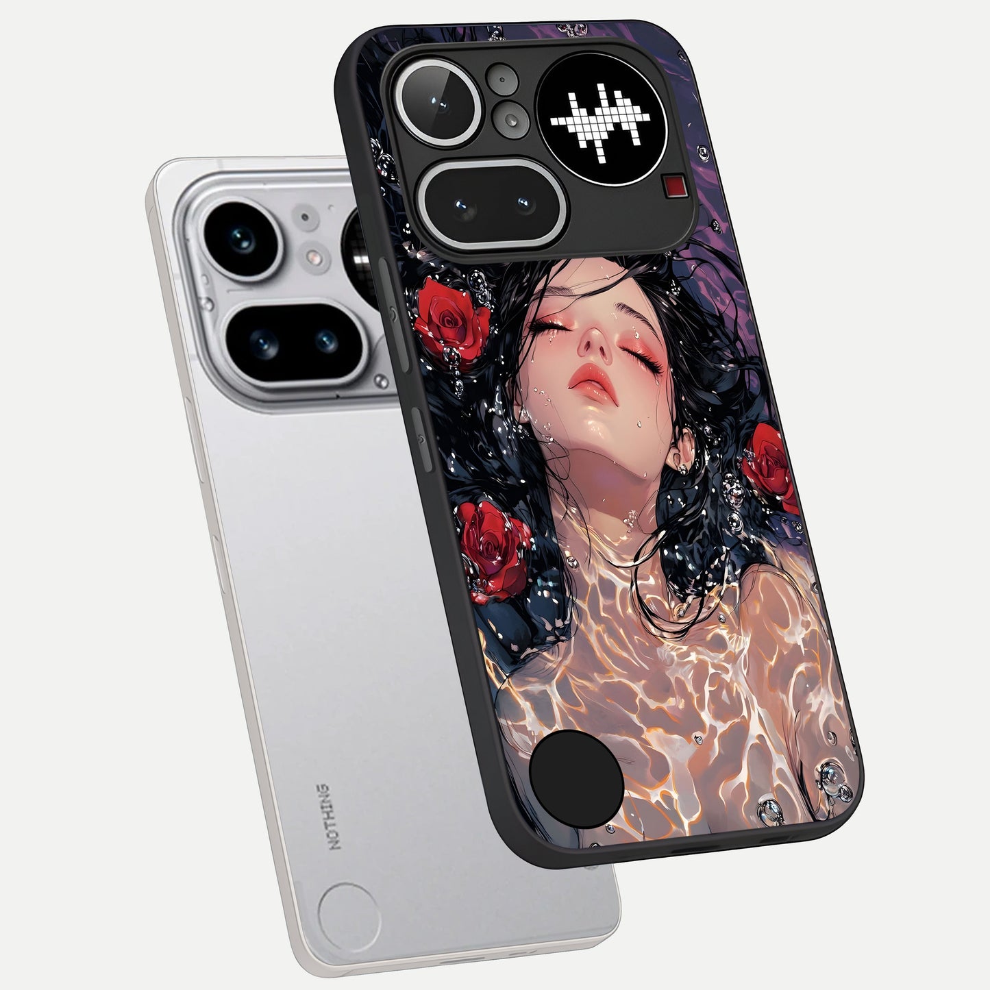  Crimson Rose Serenity phone case For Nothing Phone 4A Pro showing premium glass back cover with detailed artwork