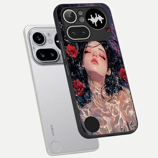  Crimson Rose Serenity phone case For Nothing Phone 4A Pro showing premium glass back cover with detailed artwork