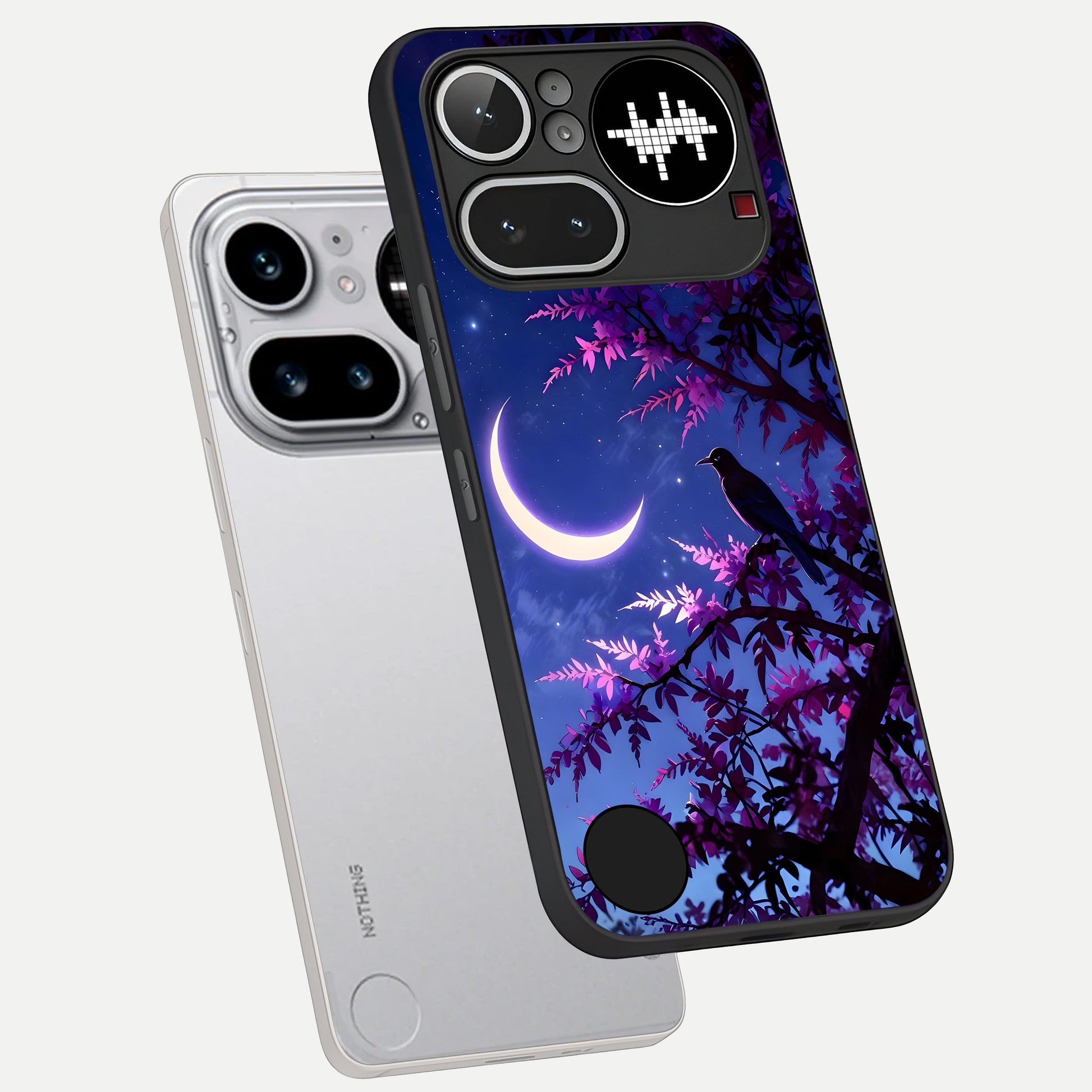  Crow And Moon Scenery phone case For Nothing Phone 4A Pro showing premium glass back cover with detailed artwork