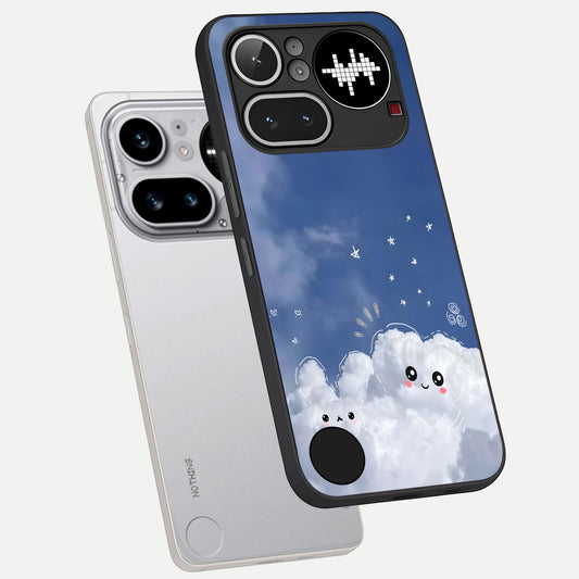  Cute Blossom Cloud phone case For Nothing Phone 4A Pro showing premium glass back cover with detailed artwork
