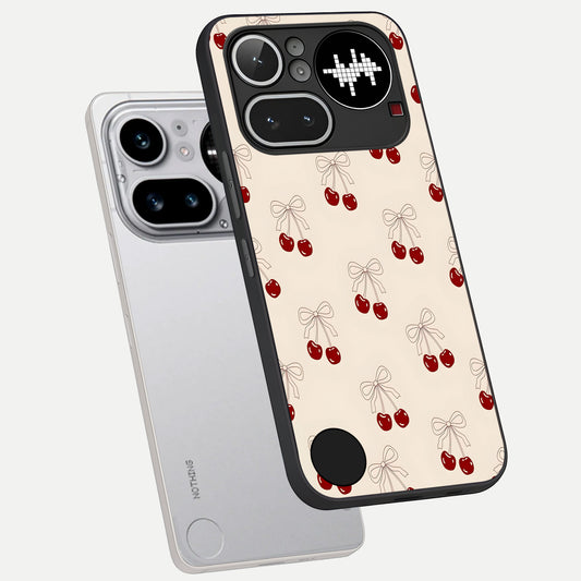  Cute Cherry Pattern phone case For Nothing Phone 4A Pro showing premium glass back cover with detailed artwork