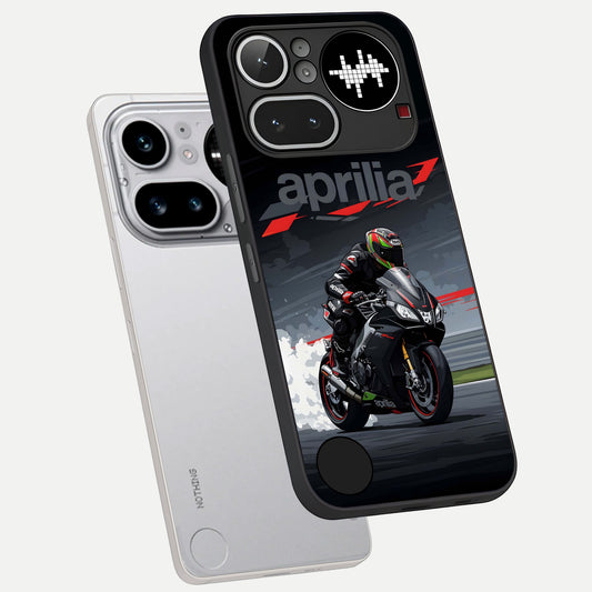  Dark Aprilla phone case For Nothing Phone 4A Pro showing premium glass back cover with detailed artwork