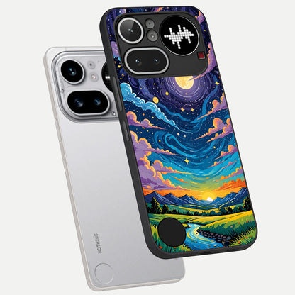  Dreamy Night Landscape phone case For Nothing Phone 4A Pro showing premium glass back cover with detailed artwork