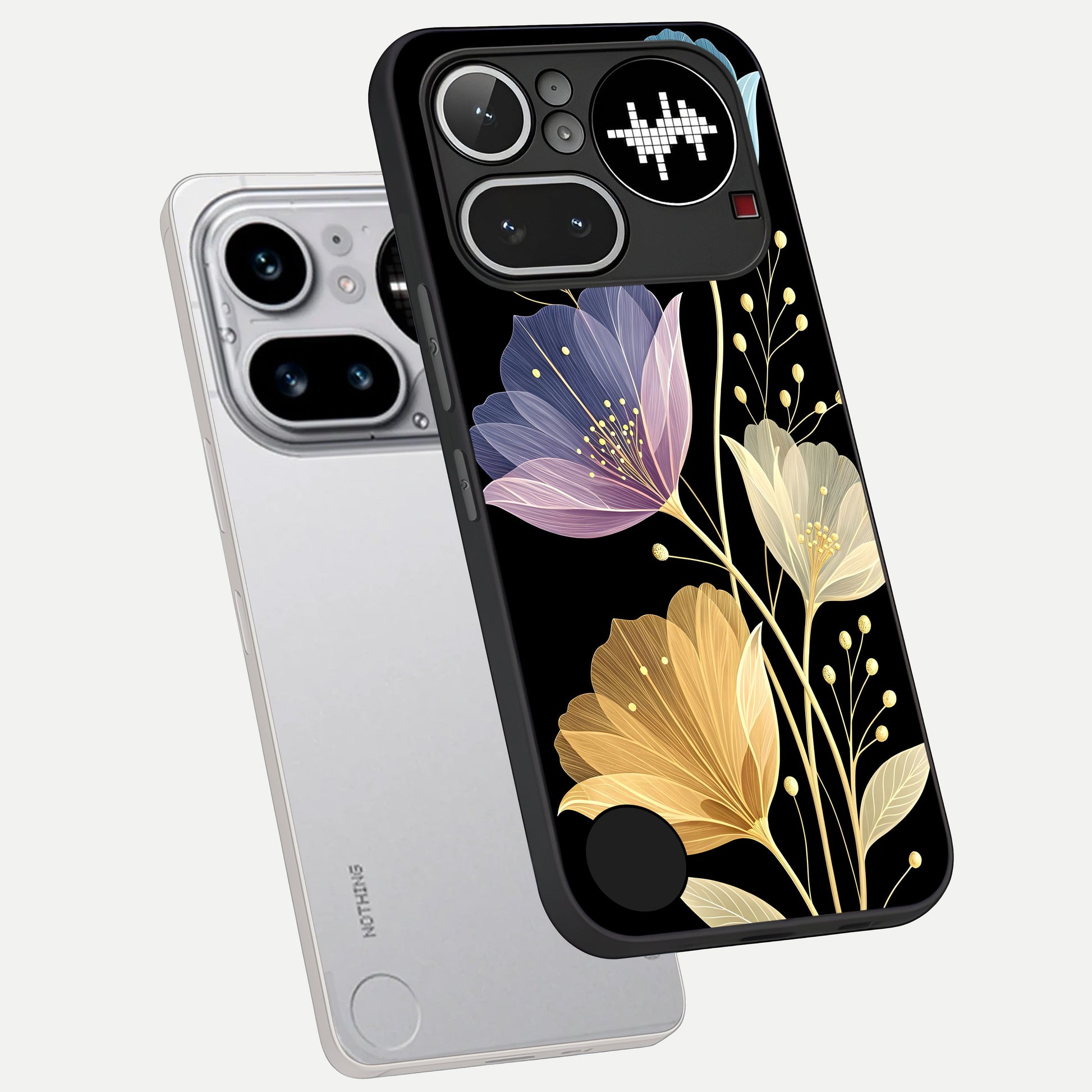  Flower Bloom Glow phone case For Nothing Phone 4A Pro showing premium glass back cover with detailed artwork