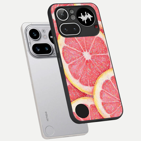  Glitter Grapefruit phone case For Nothing Phone 4A Pro showing premium glass back cover with detailed artwork