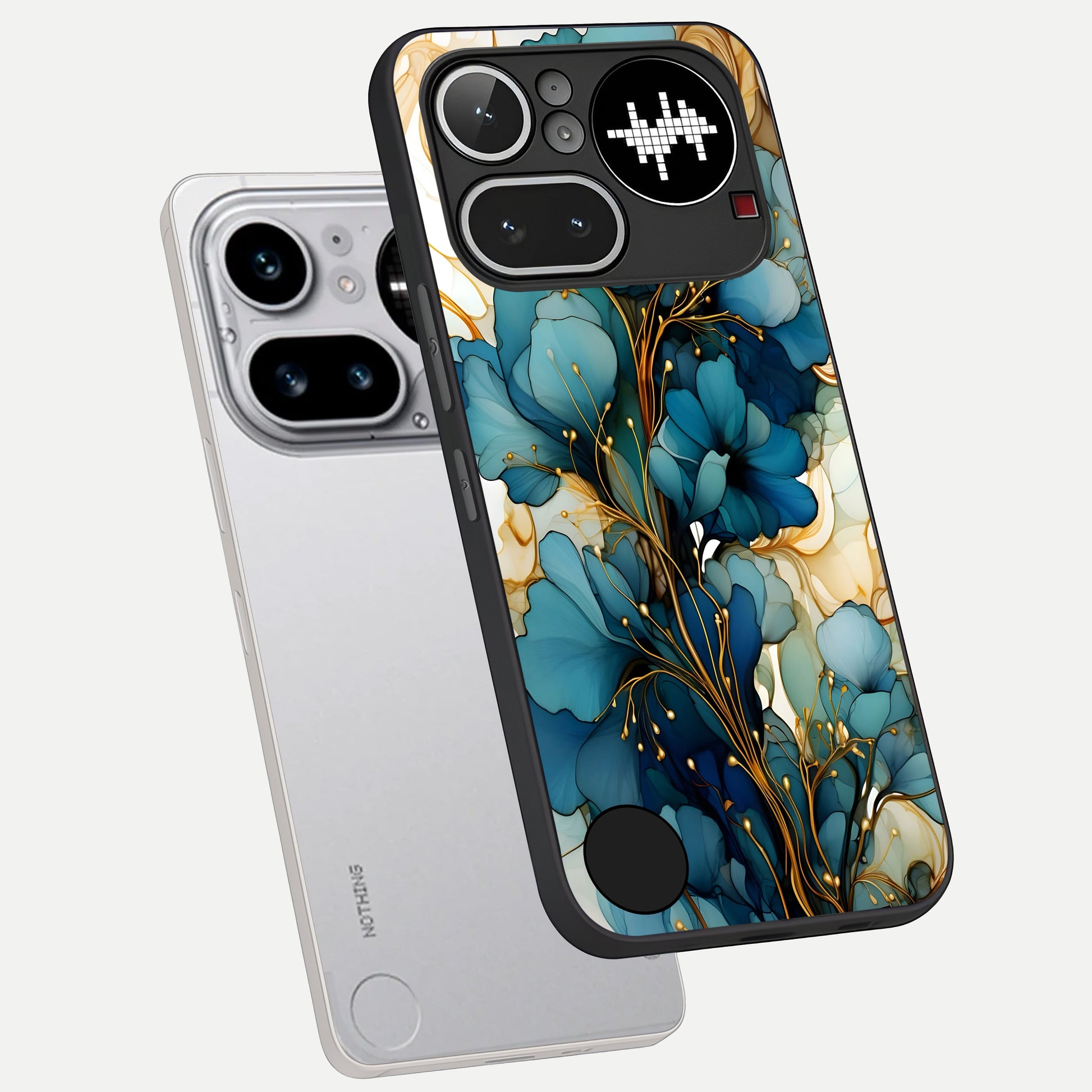  Golden Bloom Symphony phone case For Nothing Phone 4A Pro showing premium glass back cover with detailed artwork