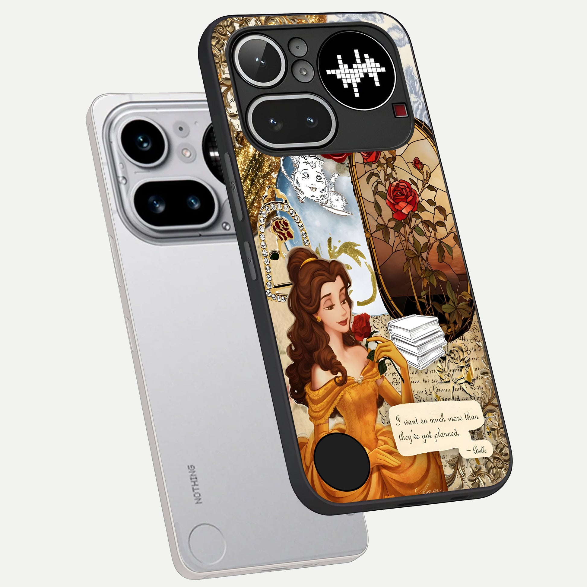  Golden Dream Belle phone case For Nothing Phone 4A Pro showing premium glass back cover with detailed artwork