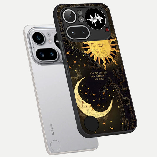  Golden Lunar Love phone case For Nothing Phone 4A Pro showing premium glass back cover with detailed artwork