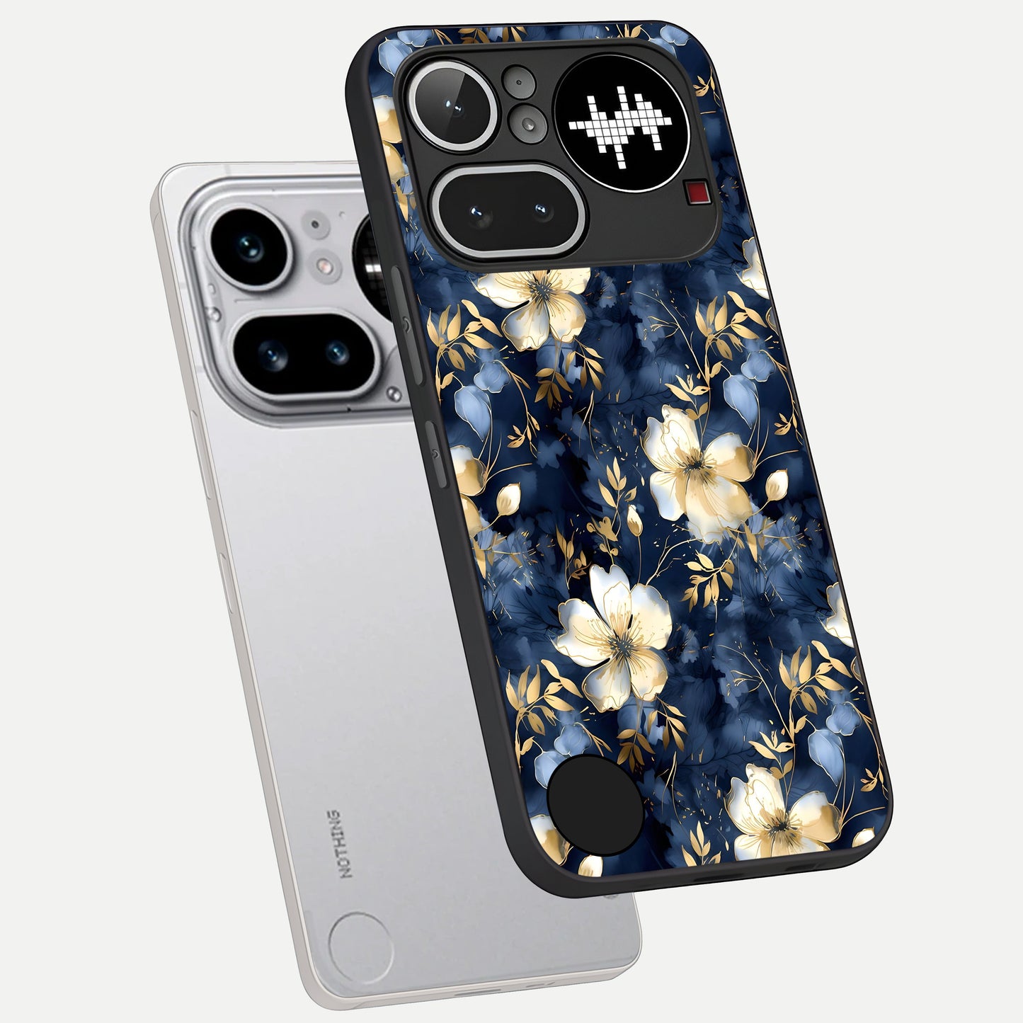  Golden Midnight Bloom phone case For Nothing Phone 4A Pro showing premium glass back cover with detailed artwork
