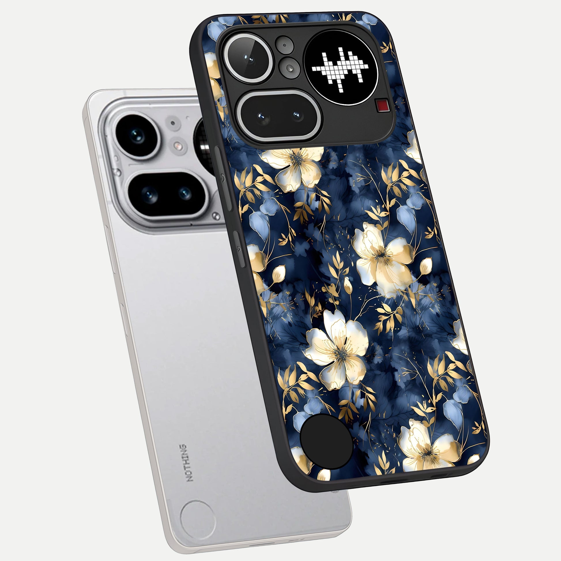  Golden Midnight Bloom phone case For Nothing Phone 4A Pro showing premium glass back cover with detailed artwork
