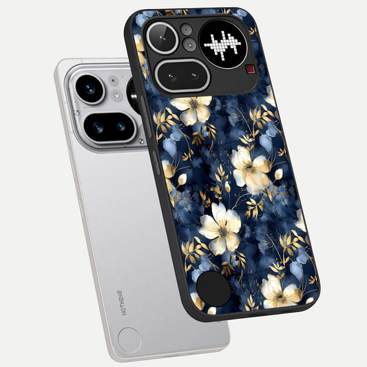  Golden Midnight Bloom phone case For Nothing Phone 4A Pro showing premium glass back cover with detailed artwork