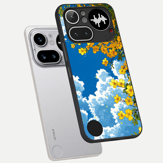  Golden Petal Sky phone case For Nothing Phone 4A Pro showing premium glass back cover with detailed artwork
