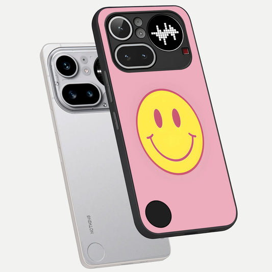  Happy Pink Mood phone case For Nothing Phone 4A Pro showing premium glass back cover with detailed artwork