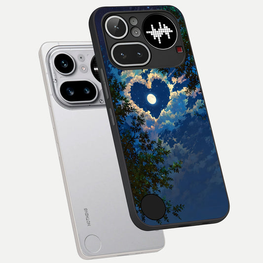  Heart With Moon Sky phone case For Nothing Phone 4A Pro showing premium glass back cover with detailed artwork
