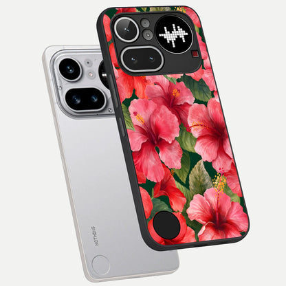  Hibiscus Pattern phone case For Nothing Phone 4A Pro showing premium glass back cover with detailed artwork