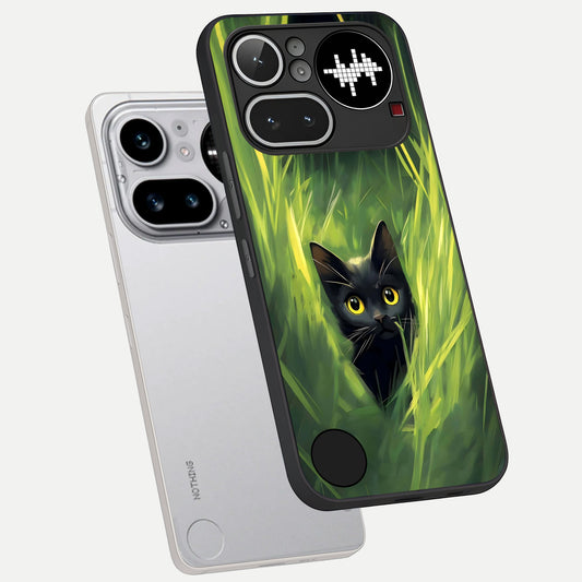  Hidden Cat Whisper phone case For Nothing Phone 4A Pro showing premium glass back cover with detailed artwork