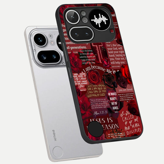  Jesus Love Heals phone case For Nothing Phone 4A Pro showing premium glass back cover with detailed artwork