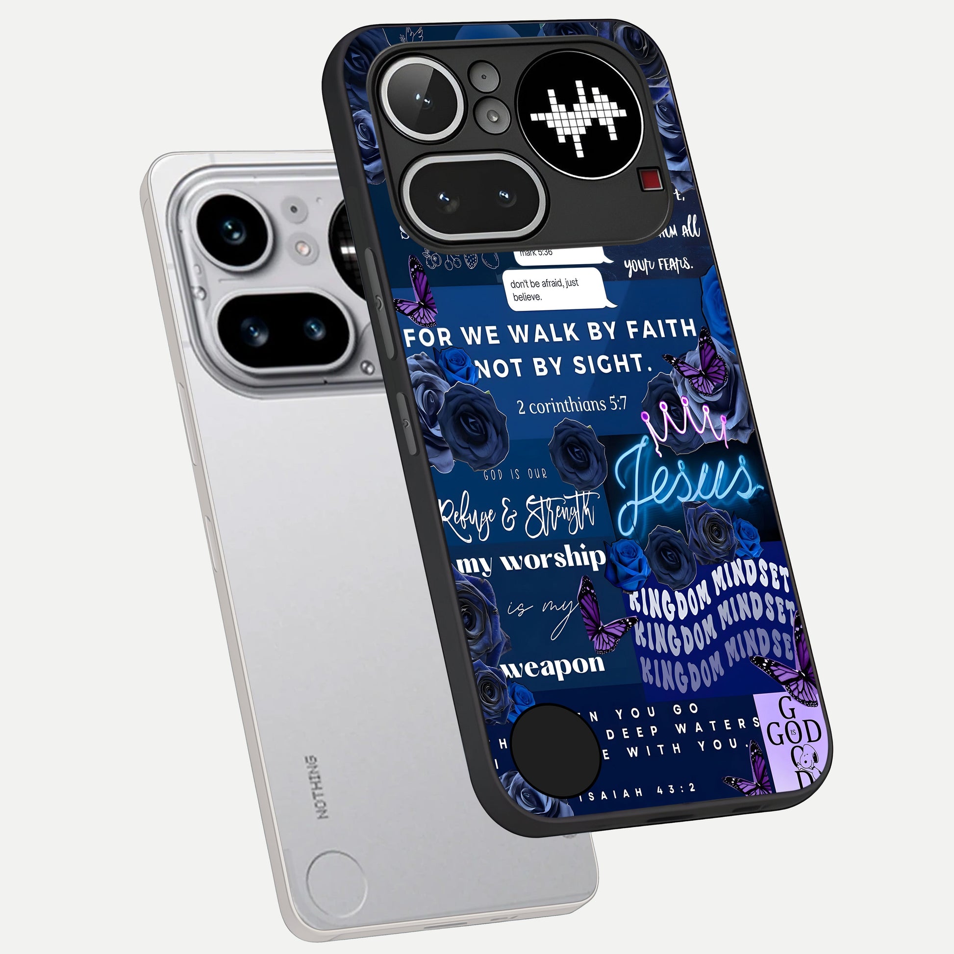  Kingdom Faith Glow phone case For Nothing Phone 4A Pro showing premium glass back cover with detailed artwork