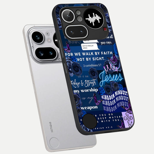  Kingdom Faith Glow phone case For Nothing Phone 4A Pro showing premium glass back cover with detailed artwork
