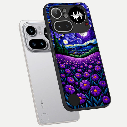  Lavender Moon Field phone case For Nothing Phone 4A Pro showing premium glass back cover with detailed artwork