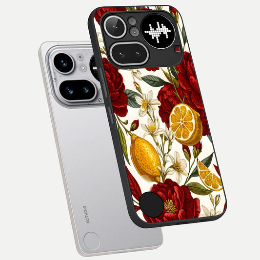  Lemon Rose Charm phone case For Nothing Phone 4A Pro showing premium glass back cover with detailed artwork