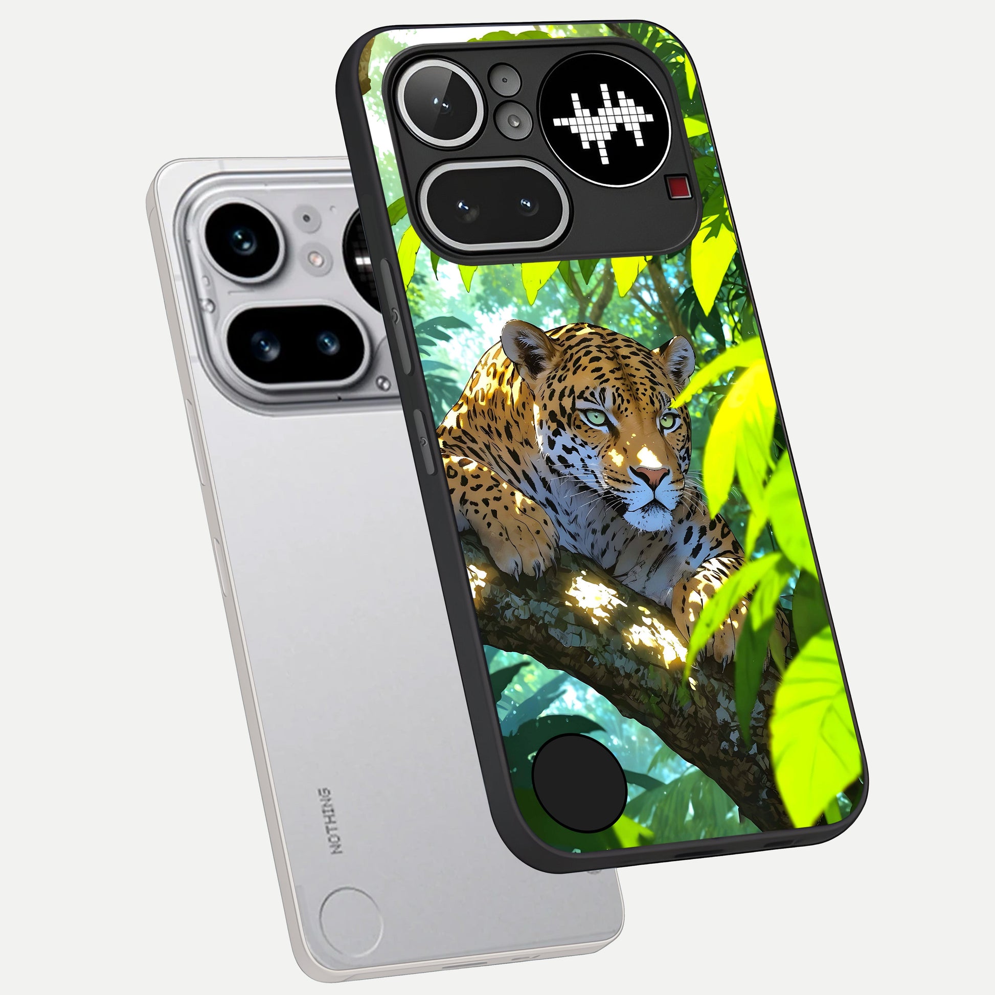  Leopard in Jungle phone case For Nothing Phone 4A Pro showing premium glass back cover with detailed artwork