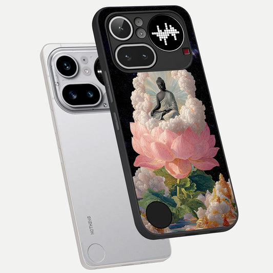  Lotus Divine Peace phone case For Nothing Phone 4A Pro showing premium glass back cover with detailed artwork