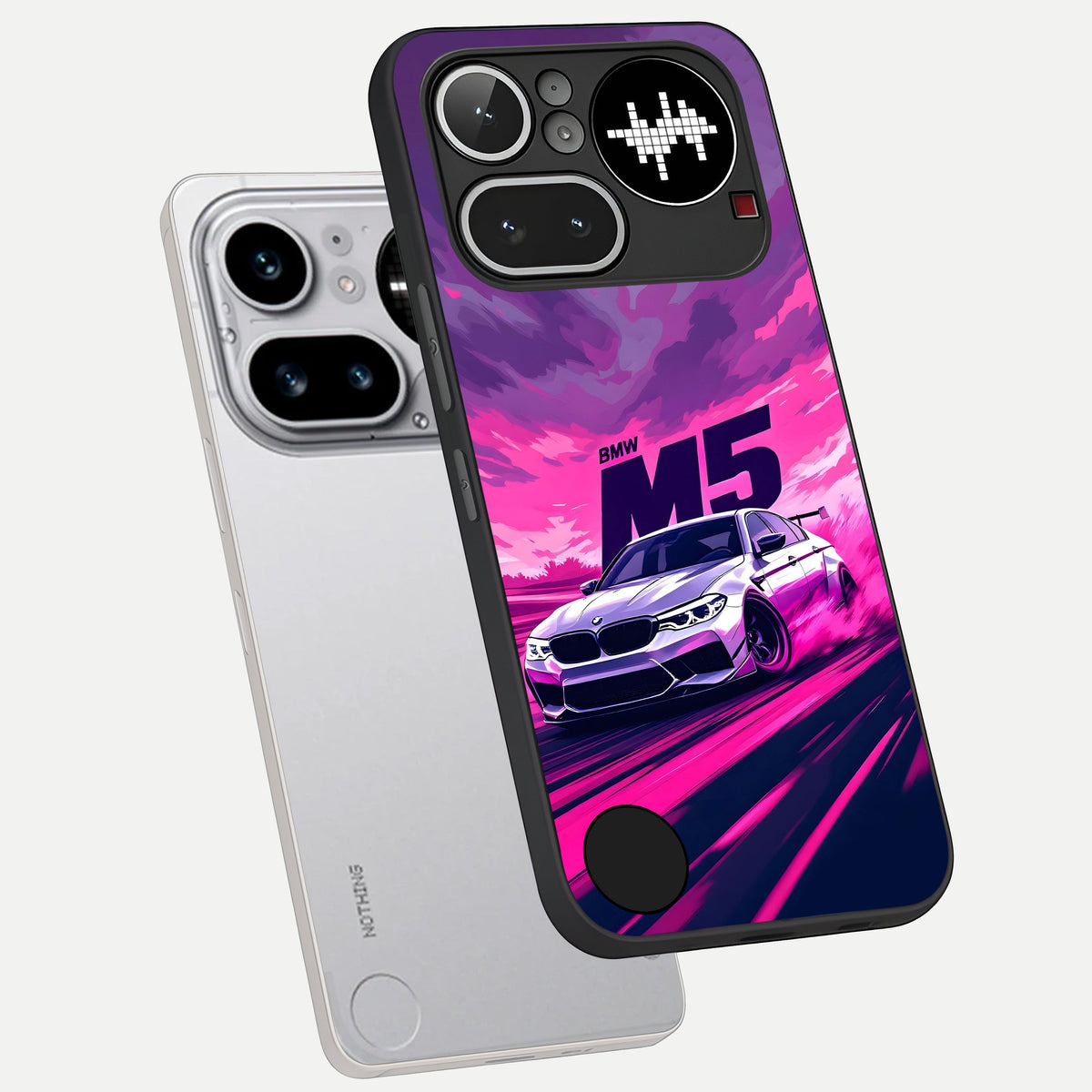  MS Neon Car phone case For Nothing Phone 4A Pro showing premium glass back cover with detailed artwork