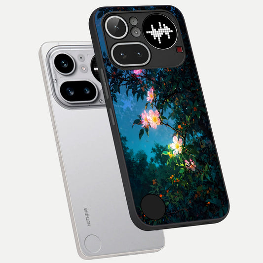  Midnight Bloom Glow phone case For Nothing Phone 4A Pro showing premium glass back cover with detailed artwork