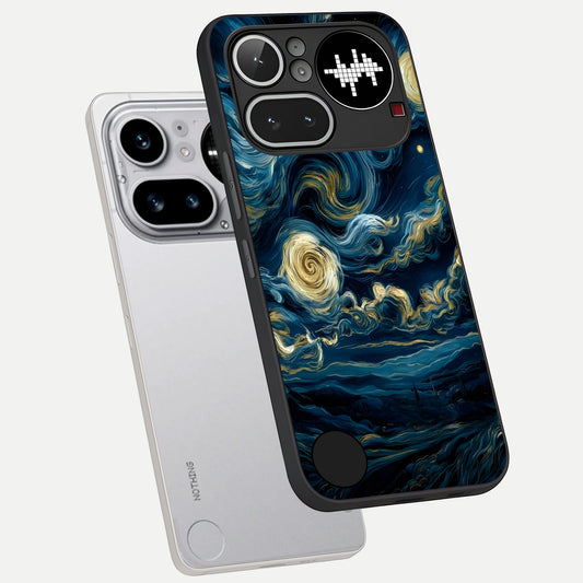 Midnight Sky Whirl phone case For Nothing Phone 4A Pro showing premium glass back cover with detailed artwork