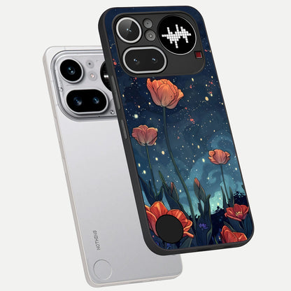  Midnight Tulip Glow phone case For Nothing Phone 4A Pro showing premium glass back cover with detailed artwork