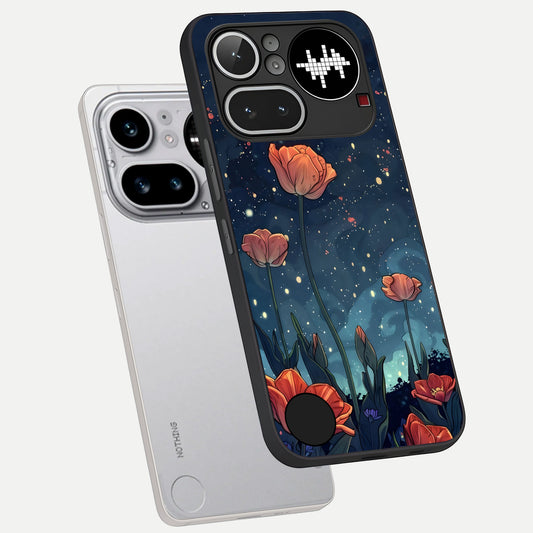  Midnight Tulip Glow phone case For Nothing Phone 4A Pro showing premium glass back cover with detailed artwork