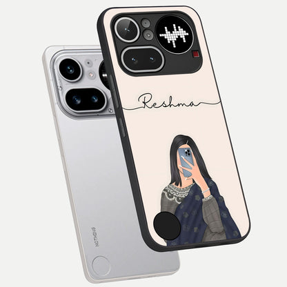  Mirror Mood Muse With Custom Name phone case For Nothing Phone 4A Pro showing premium glass back cover with detailed artwork