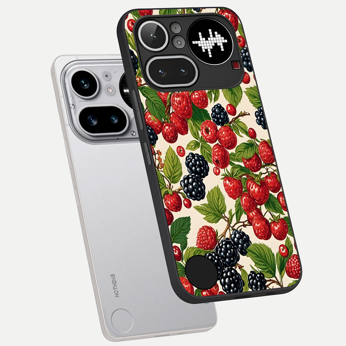  Mixed Berry Collage phone case For Nothing Phone 4A Pro showing premium glass back cover with detailed artwork