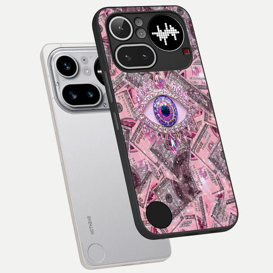  Money Eye Luxe phone case For Nothing Phone 4A Pro showing premium glass back cover with detailed artwork