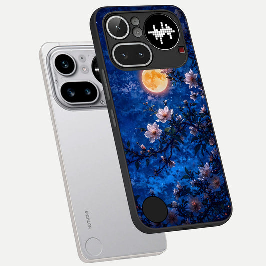  Moonlit Blossoms Night phone case For Nothing Phone 4A Pro showing premium glass back cover with detailed artwork
