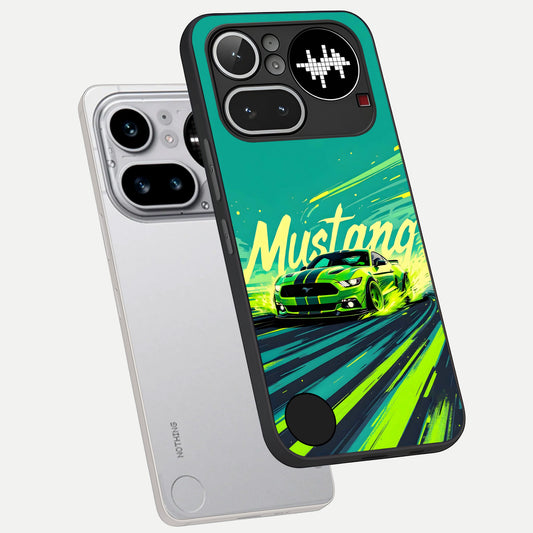  Mustang Bang phone case For Nothing Phone 4A Pro showing premium glass back cover with detailed artwork