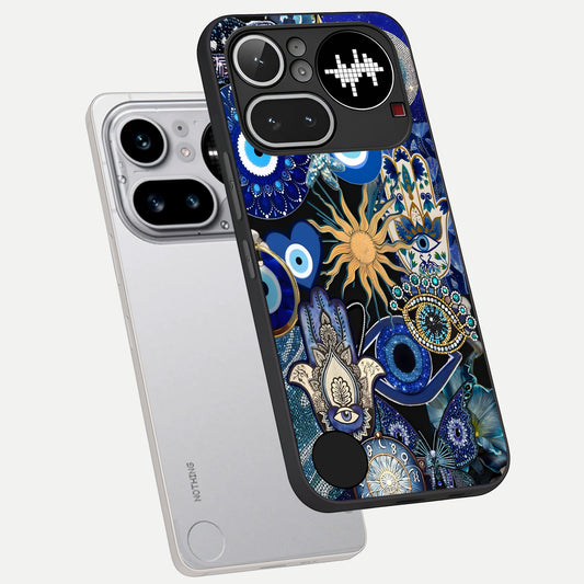  Mystic Blue Evil Eye phone case For Nothing Phone 4A Pro showing premium glass back cover with detailed artwork