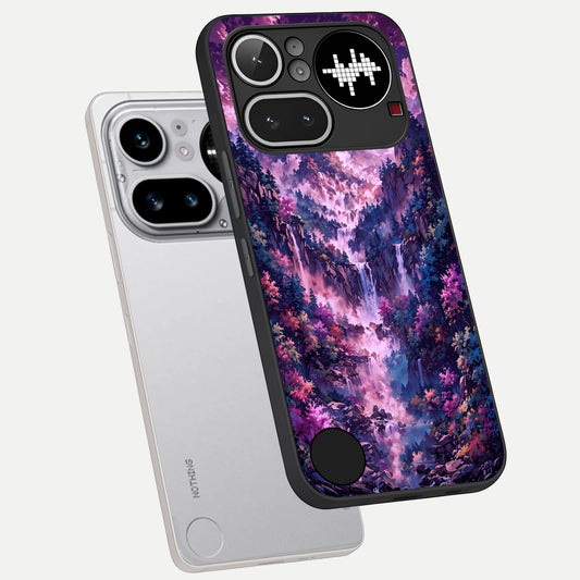  Mystic Cascade Peaks phone case For Nothing Phone 4A Pro showing premium glass back cover with detailed artwork