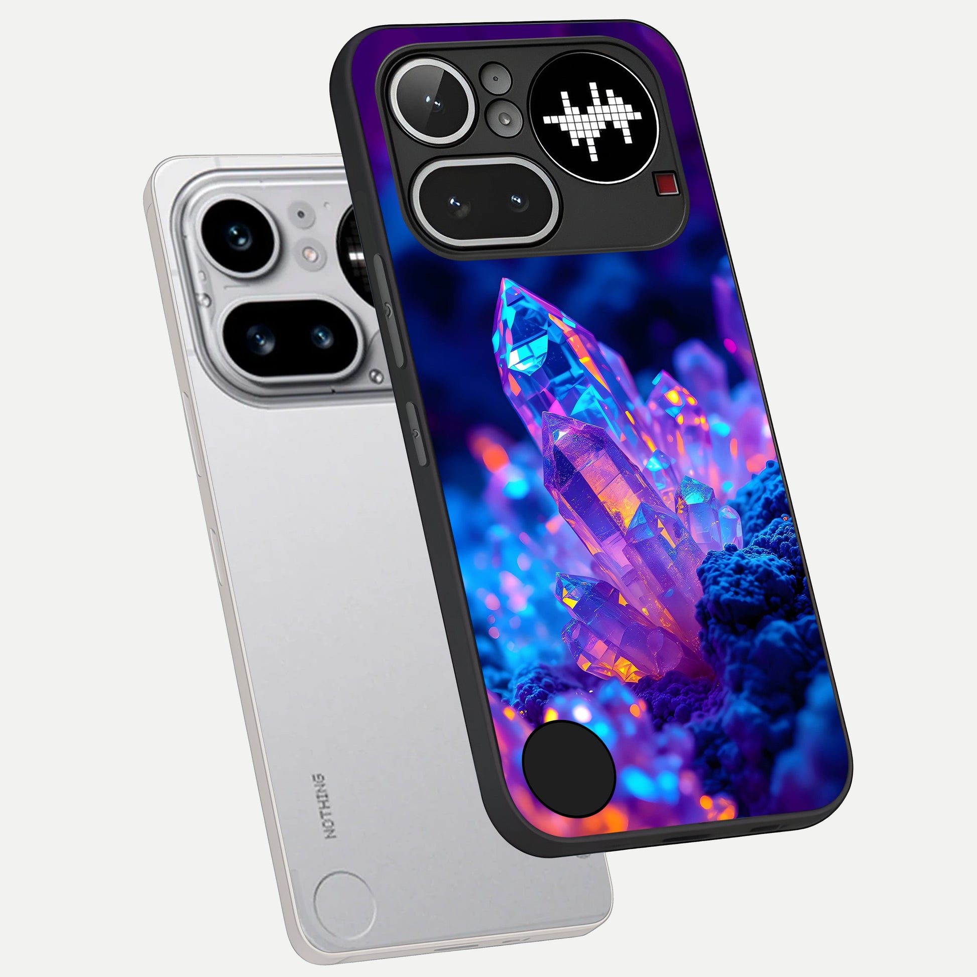  Neon Aura Shards phone case For Nothing Phone 4A Pro showing premium glass back cover with detailed artwork