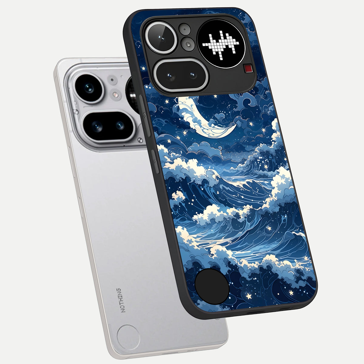  Ocean Moon Waves phone case For Nothing Phone 4A Pro showing premium glass back cover with detailed artwork